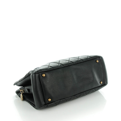 Chanel Calfskin Quilted Small CC Crown Tote Black 4 of 7