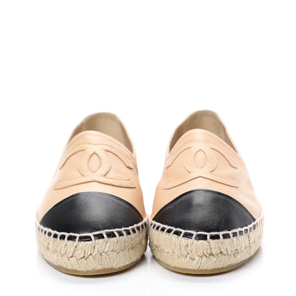 Chanel Lambskin CC Espadrilles 38 Beige Black 2 of 10