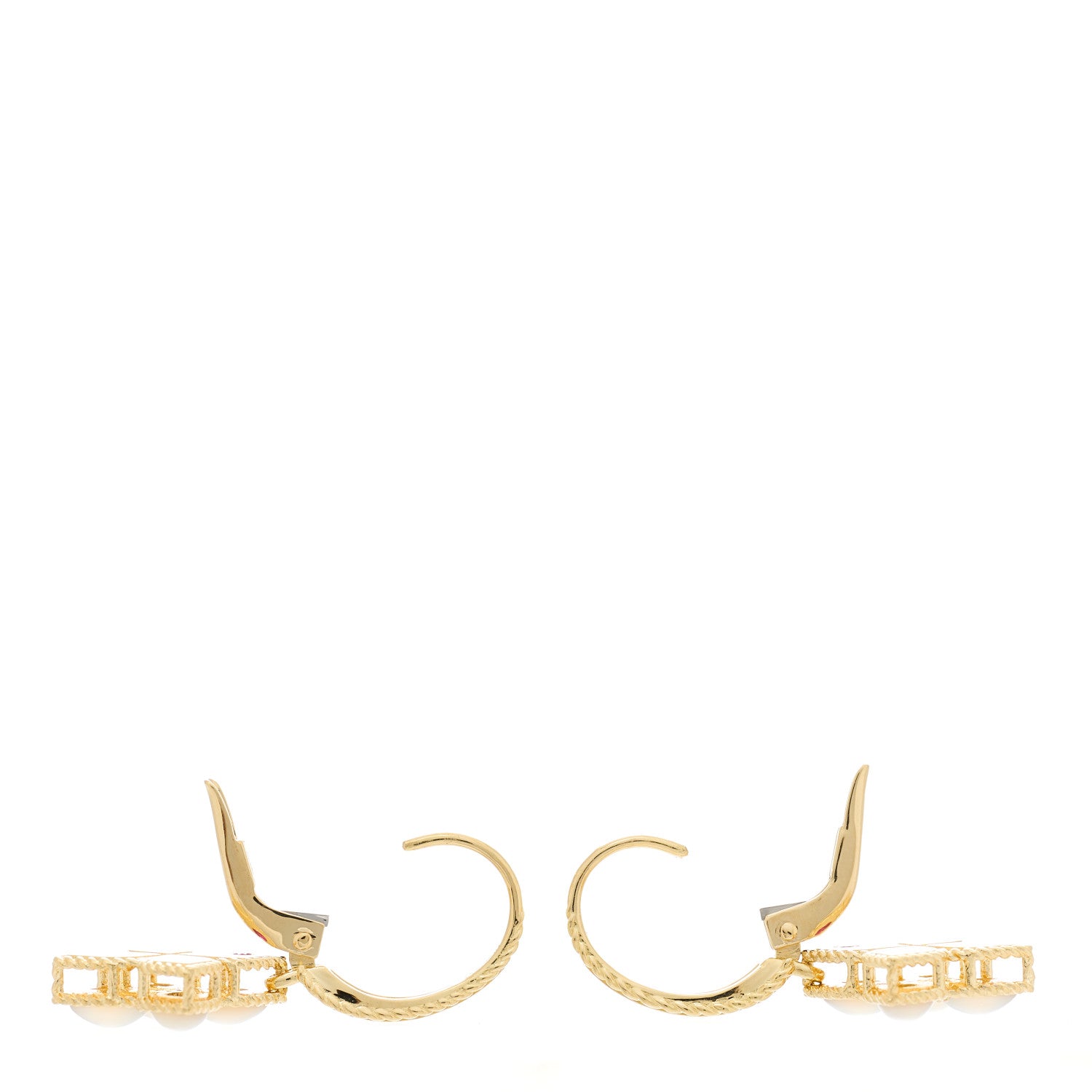 Roberto Coin 18K Yellow Gold Diamond Mother of Pearl Venetian Princess Drop Earrings 3 of 4