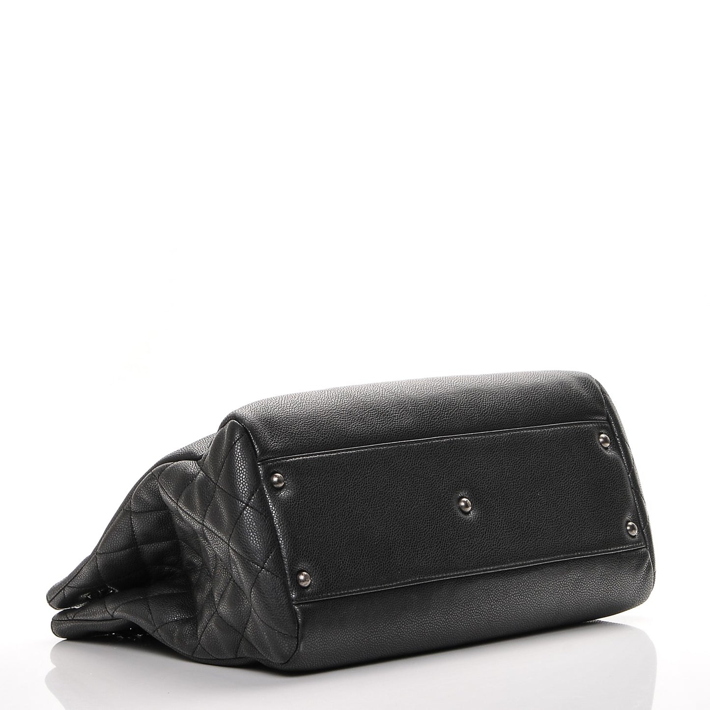 Grained Calfskin Large Shopping Tote Black