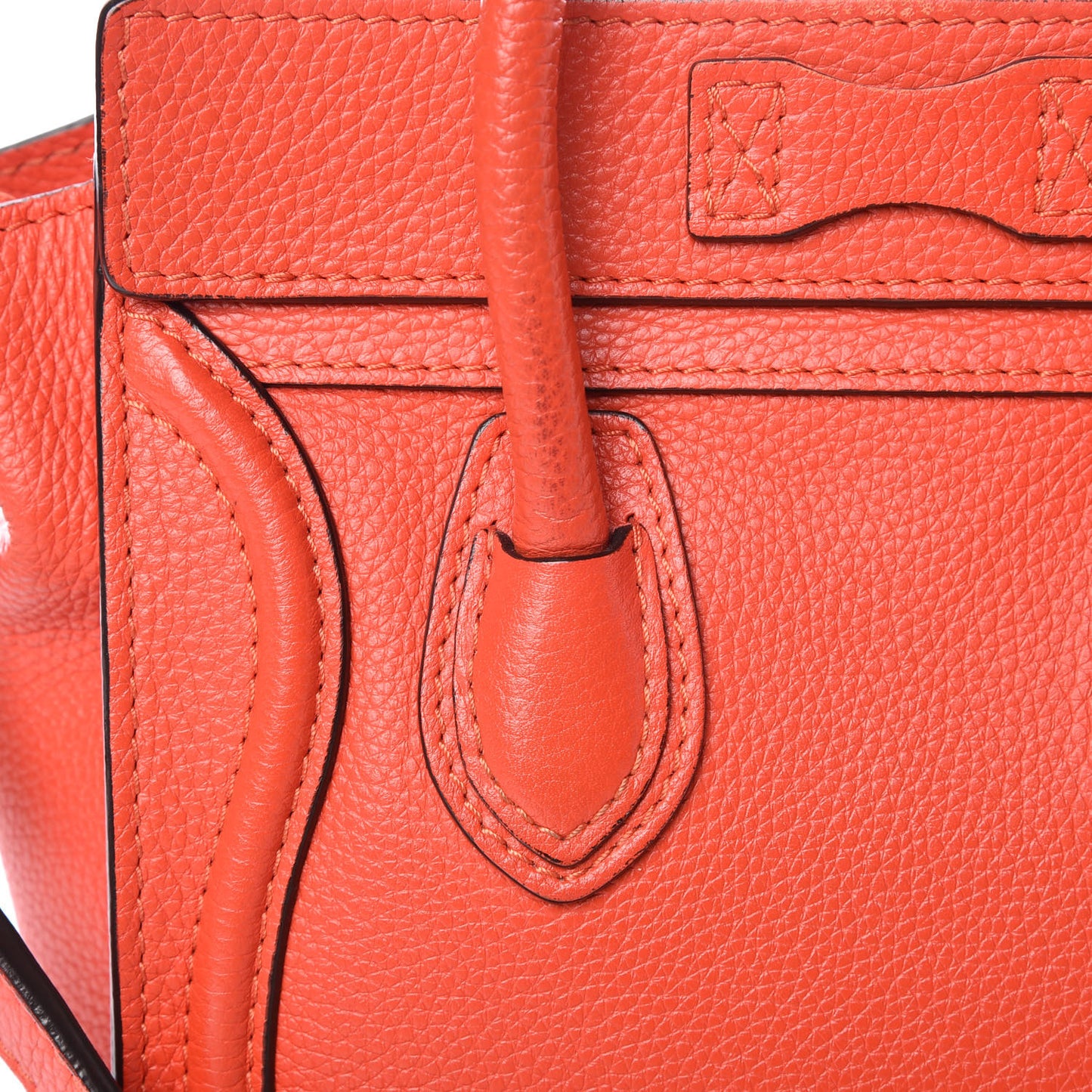 Drummed Calfskin Nano Luggage Vermillion