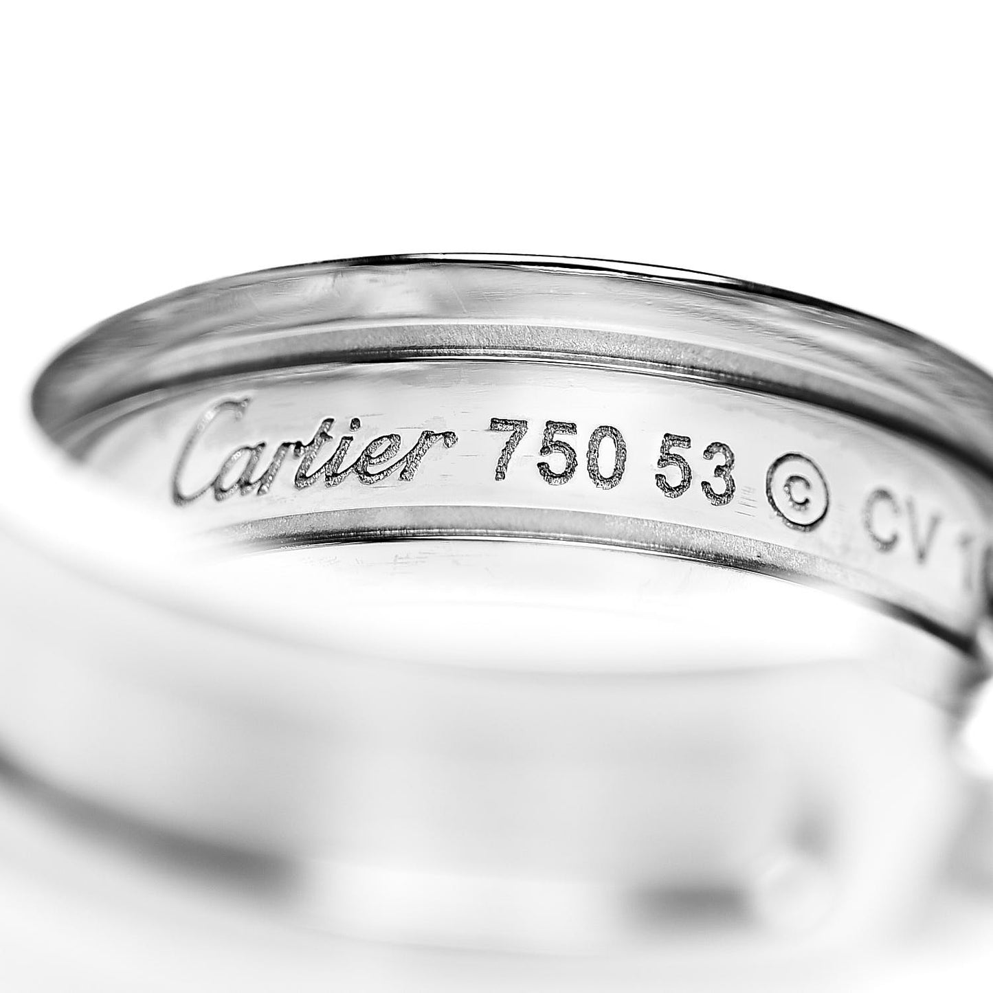 18K White Gold 6.5mm C De Ring 53 6.5