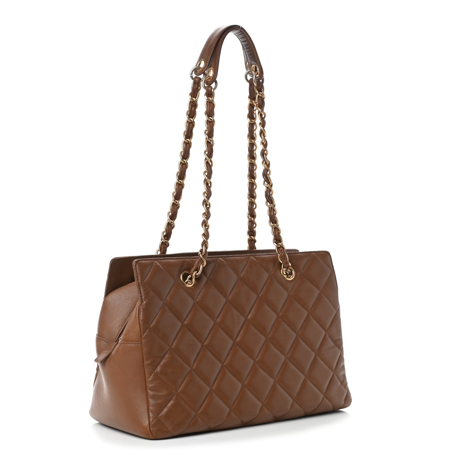 Chanel Lambskin Quilted Diamond CC Shoulder Bag Brown 3 of 9