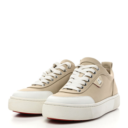 Christian Louboutin Canvas Simplerui Flat Sneakers 38.5 Beige White 3 of 8