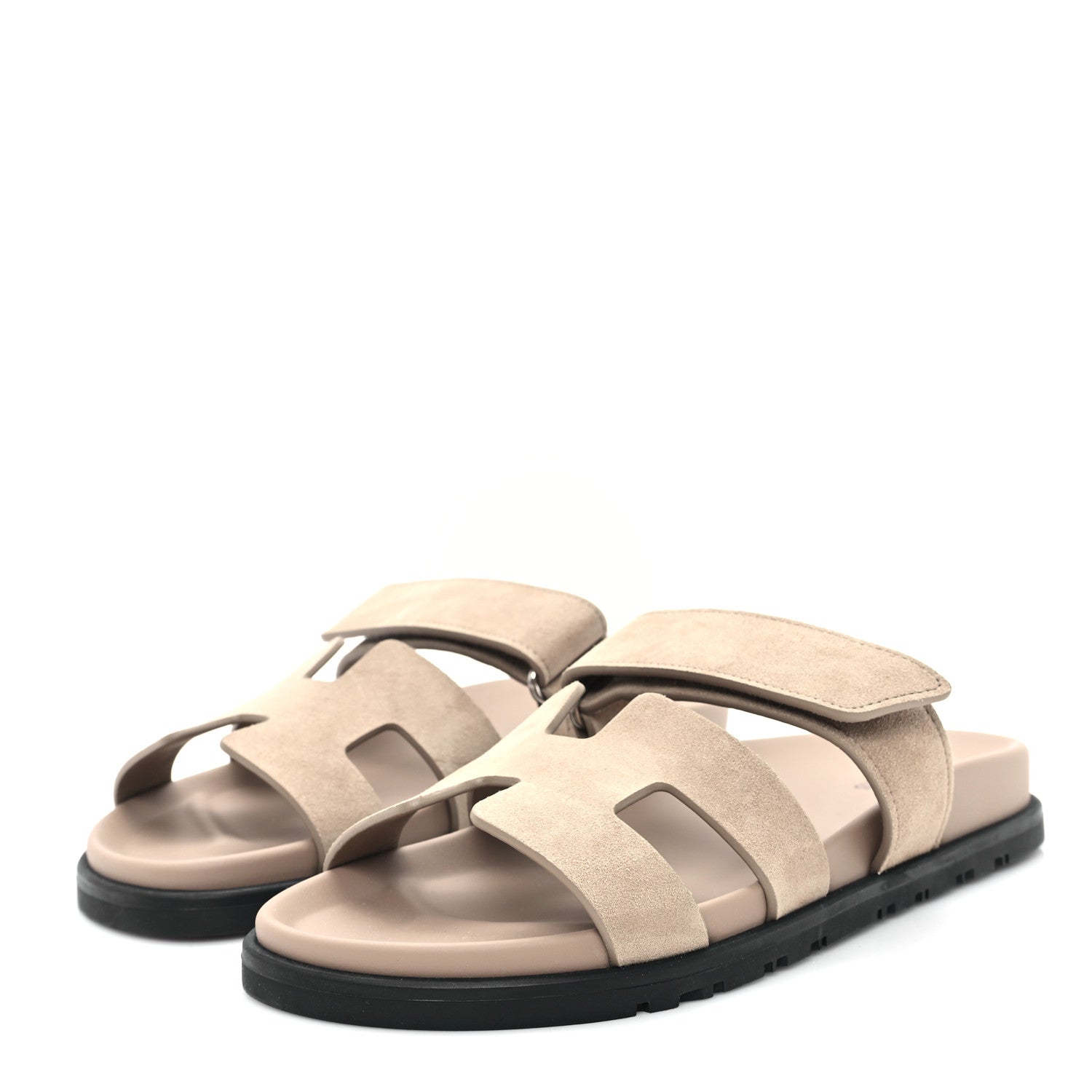 Hermes Suede Goatskin Womens Chypre Sandals 37 Beige Sable 4 of 10