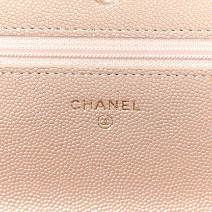 Chanel Iridescent Caviar Quilted Wallet On Chain WOC Beige 6 of 11