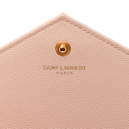 Saint Laurent Grain De Poudre Matelasse Chevron Monogram Chain Wallet Pale Pink 7 of 12