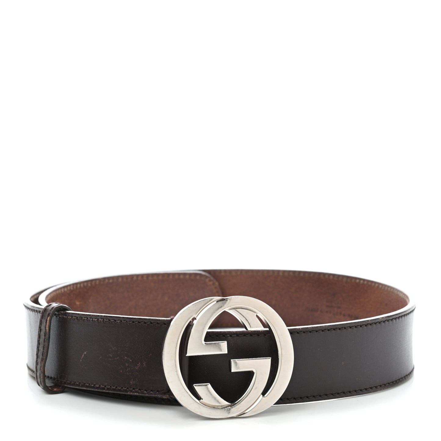 Calfskin Interlocking G 40mm Belt 85 34 Dark Brown