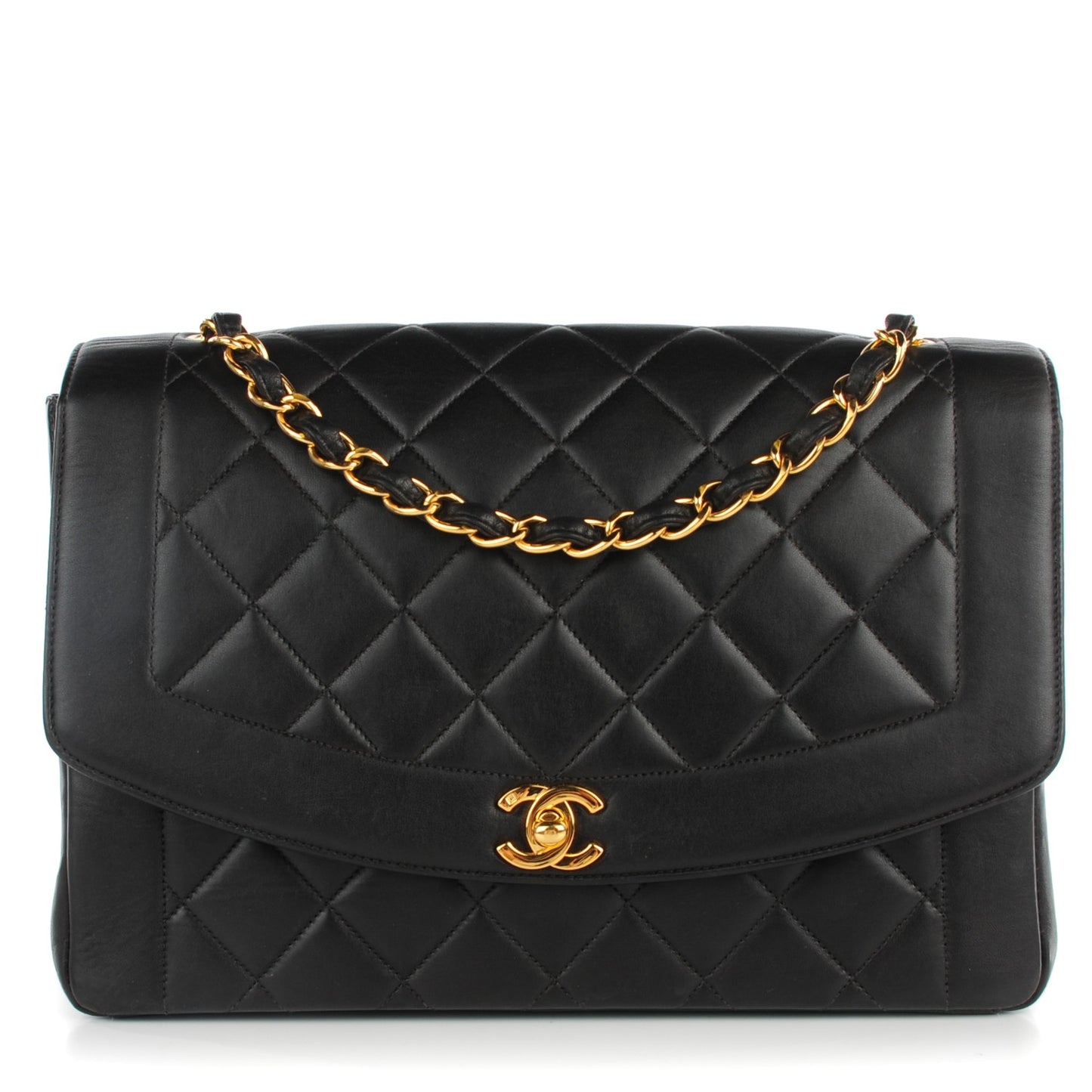 Lambskin Quilted Jumbo Single Flap Black