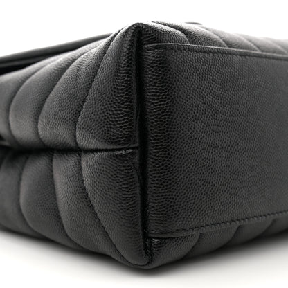 Saint Laurent Grain de Poudre Calfskin Y Quilted Monogram Small Loulou Chain Satchel Black 9 of 11