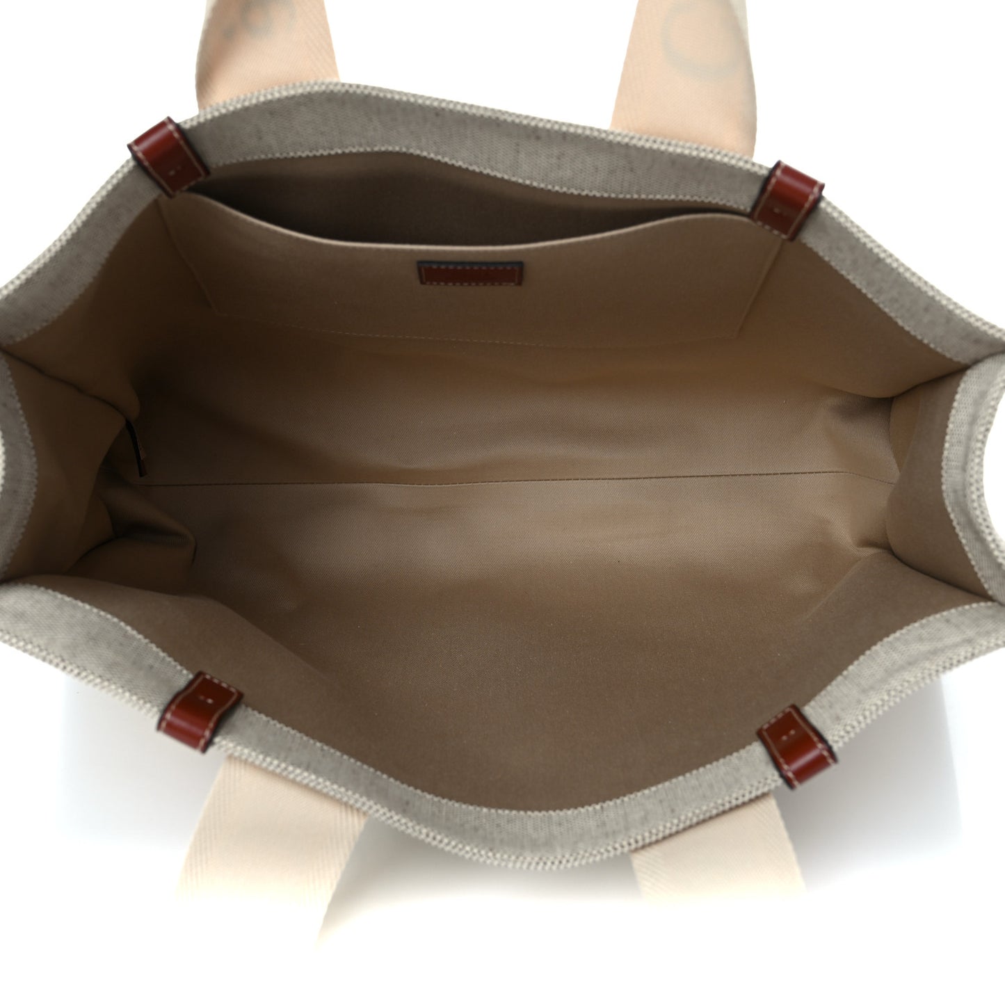 Cotton Calfskin Large Woody Ribbon Tote White Brown