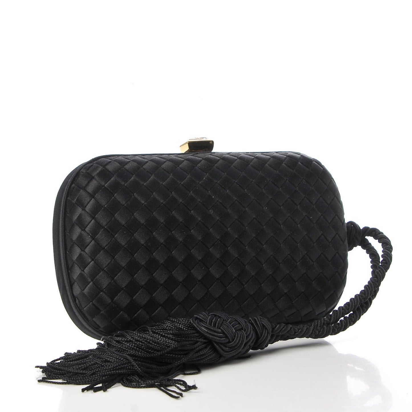 Satin Intreccio Evening Clutch Black