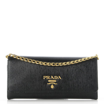 Prada Vitello Move Chain Wallet Black 1 of 7