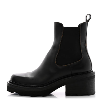 Louis Vuitton Calfskin Monogram Beaubourg Ankle Boots 37 Black 1 of 12
