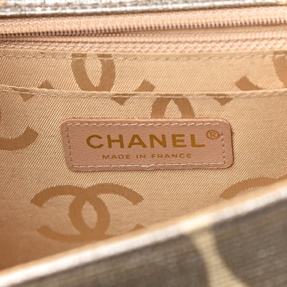 Chanel Woven Straw Camellia Print Medium Single Flap 6 of 12