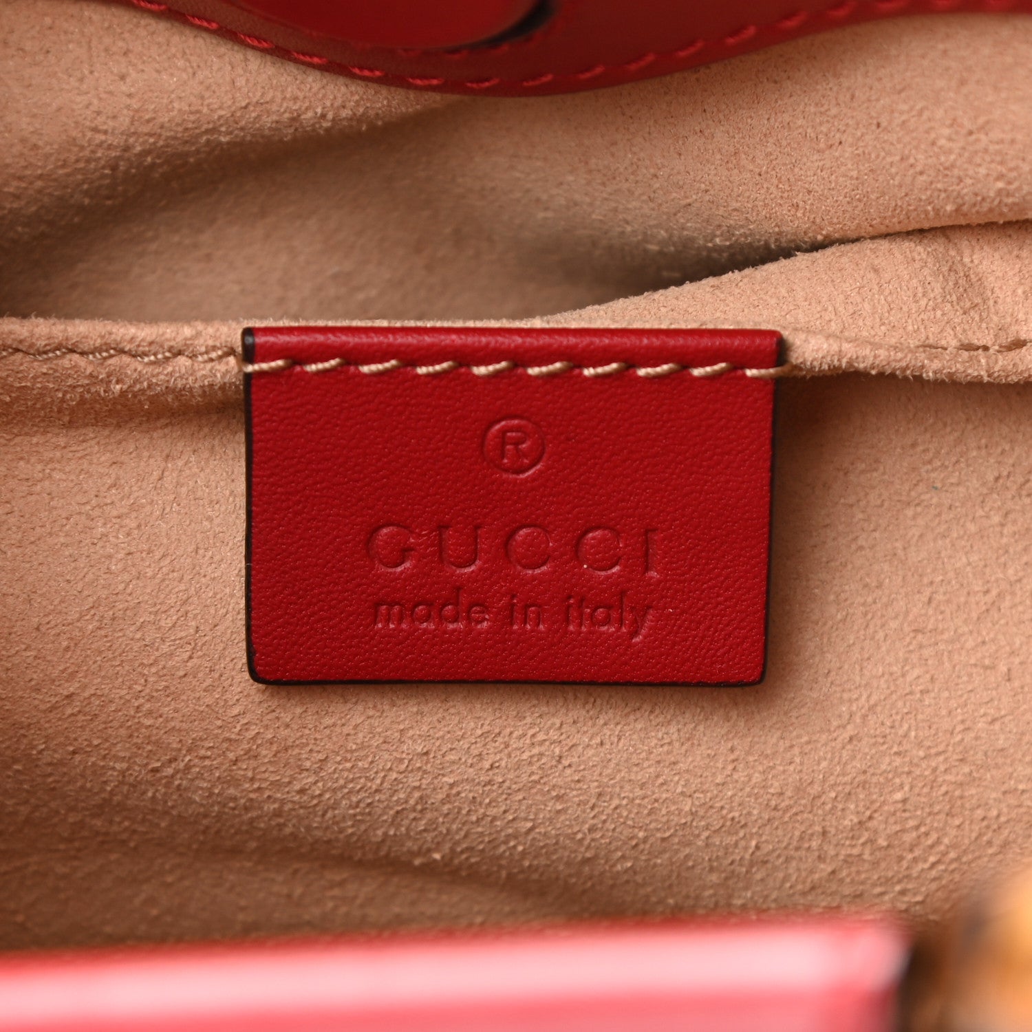 Gucci Nappa Bamboo Web Mini Nymphaea Top Handle Bag Hibiscus Red 7 of 9