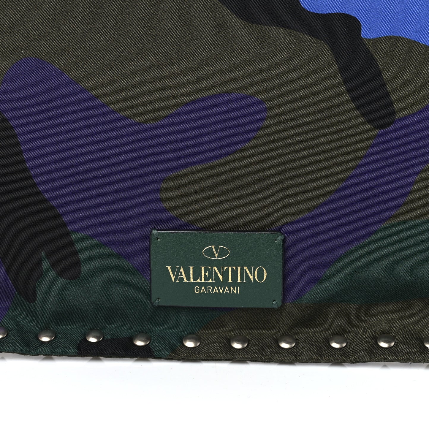 Nylon Camouflage Print Rockstud Zip Pouch Multicolor