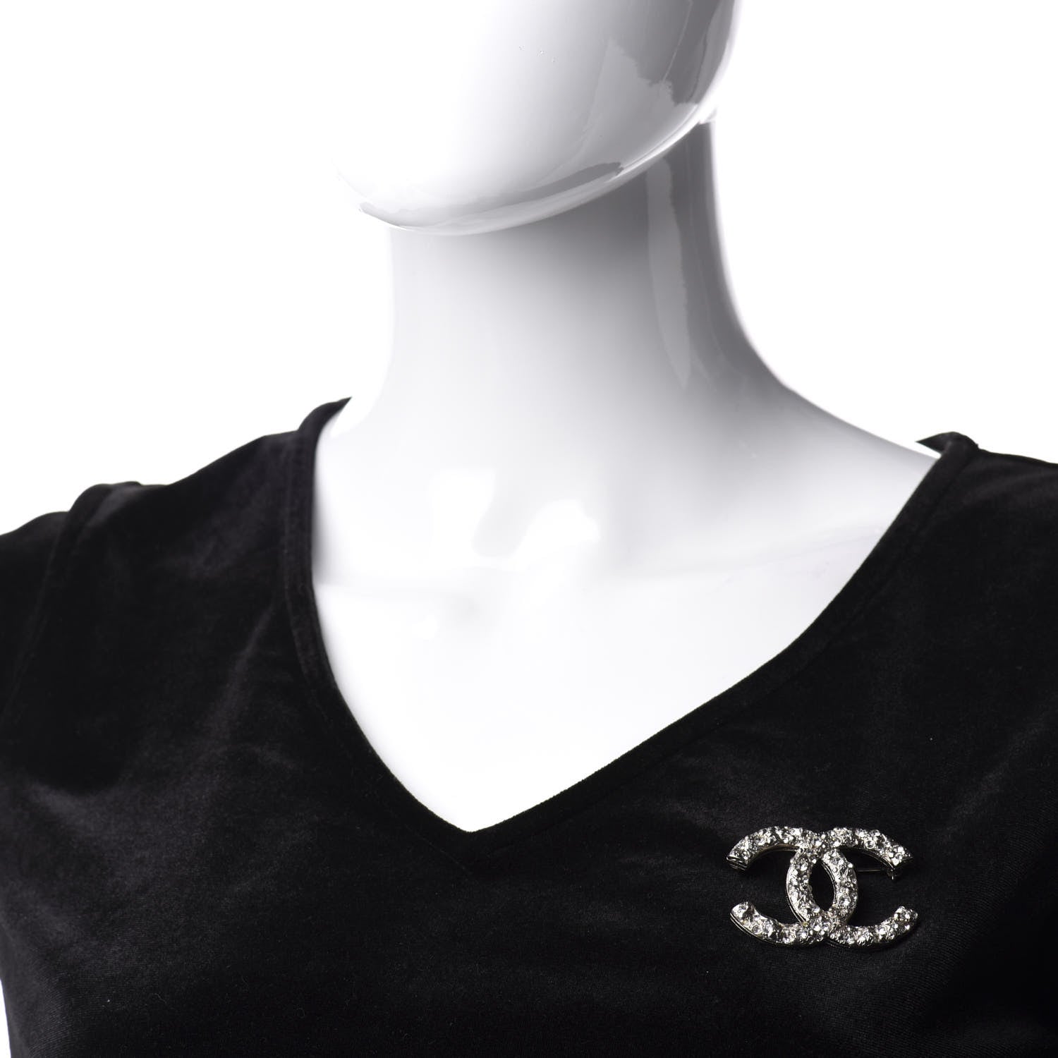 Chanel Swarovski Crystal Large CC Brooch Silver 2 of 5