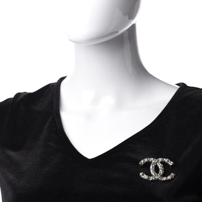 Chanel Swarovski Crystal Large CC Brooch Silver 2 of 5