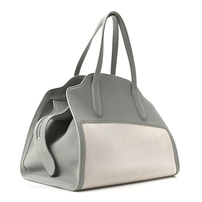 Loro Piana Grained Calfskin Canvas Large Sesia Eucalyptus 3 of 9
