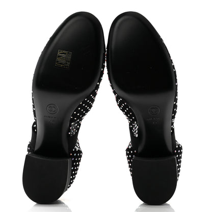 Chanel Resille Strass Kid Suede Patent Mary Jane Short Boots 40 Black 5 of 8