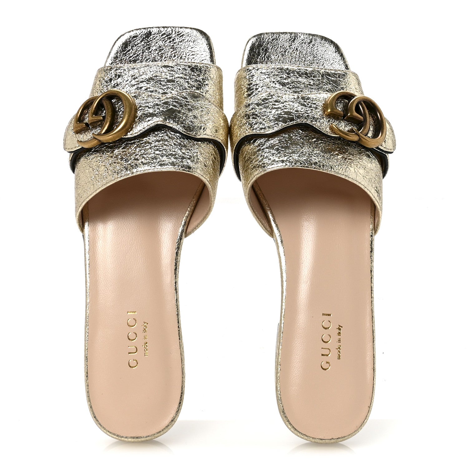 Gucci Galassia GG Marmont Flat Slide Sandals 35.5 Platino 2 of 10