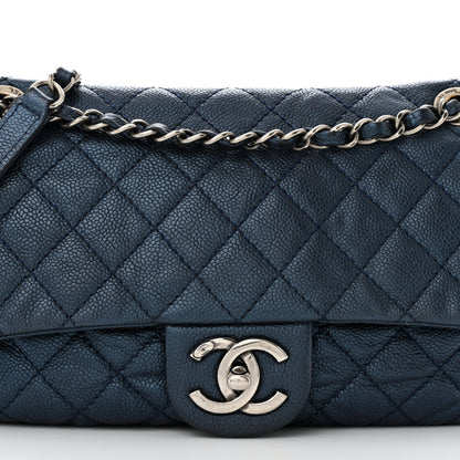 Chanel Iridescent Caviar Quilted Jumbo Easy Flap Dark Blue 8 of 13