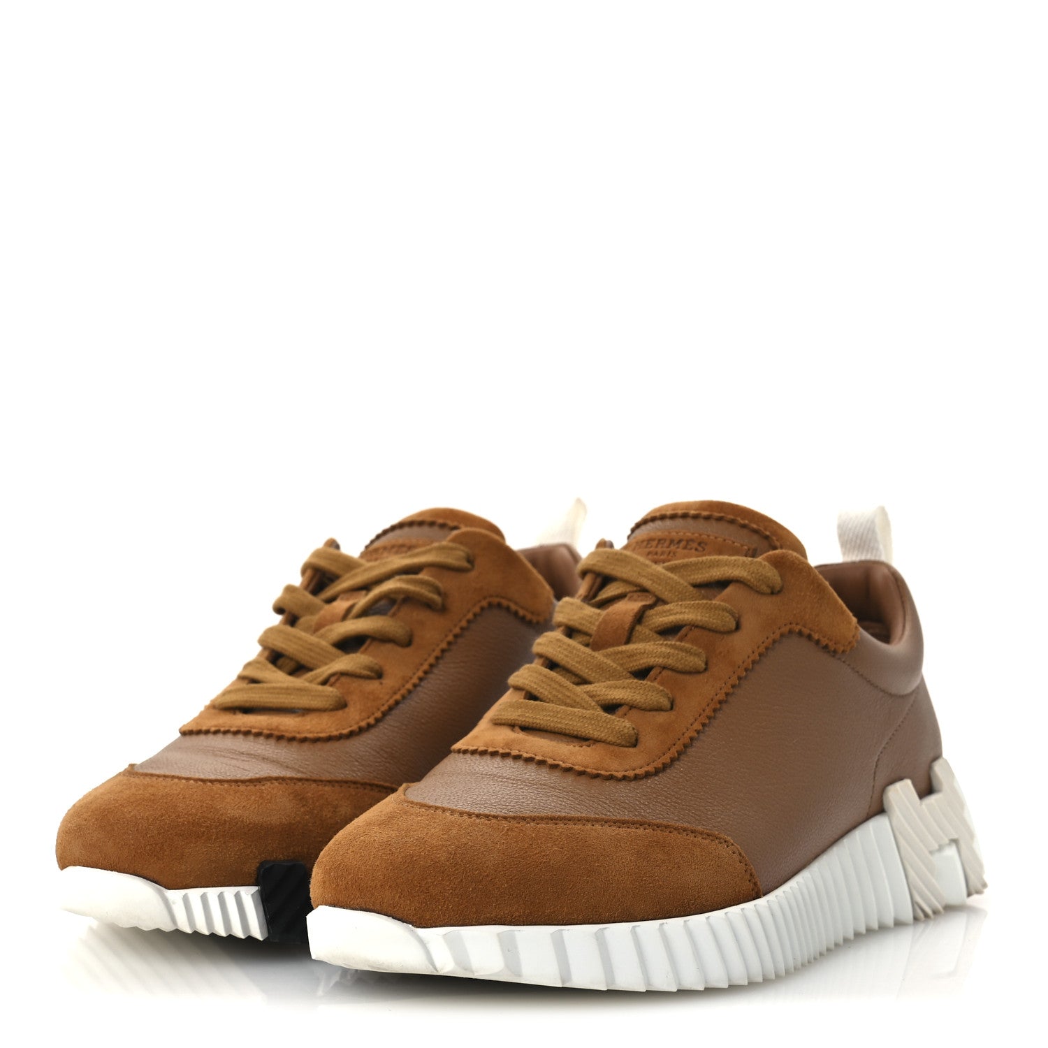 Hermes Sport Goatskin Suede Goatskin Womens Bouncing Sneakers 38.5 Naturel 4 of 11