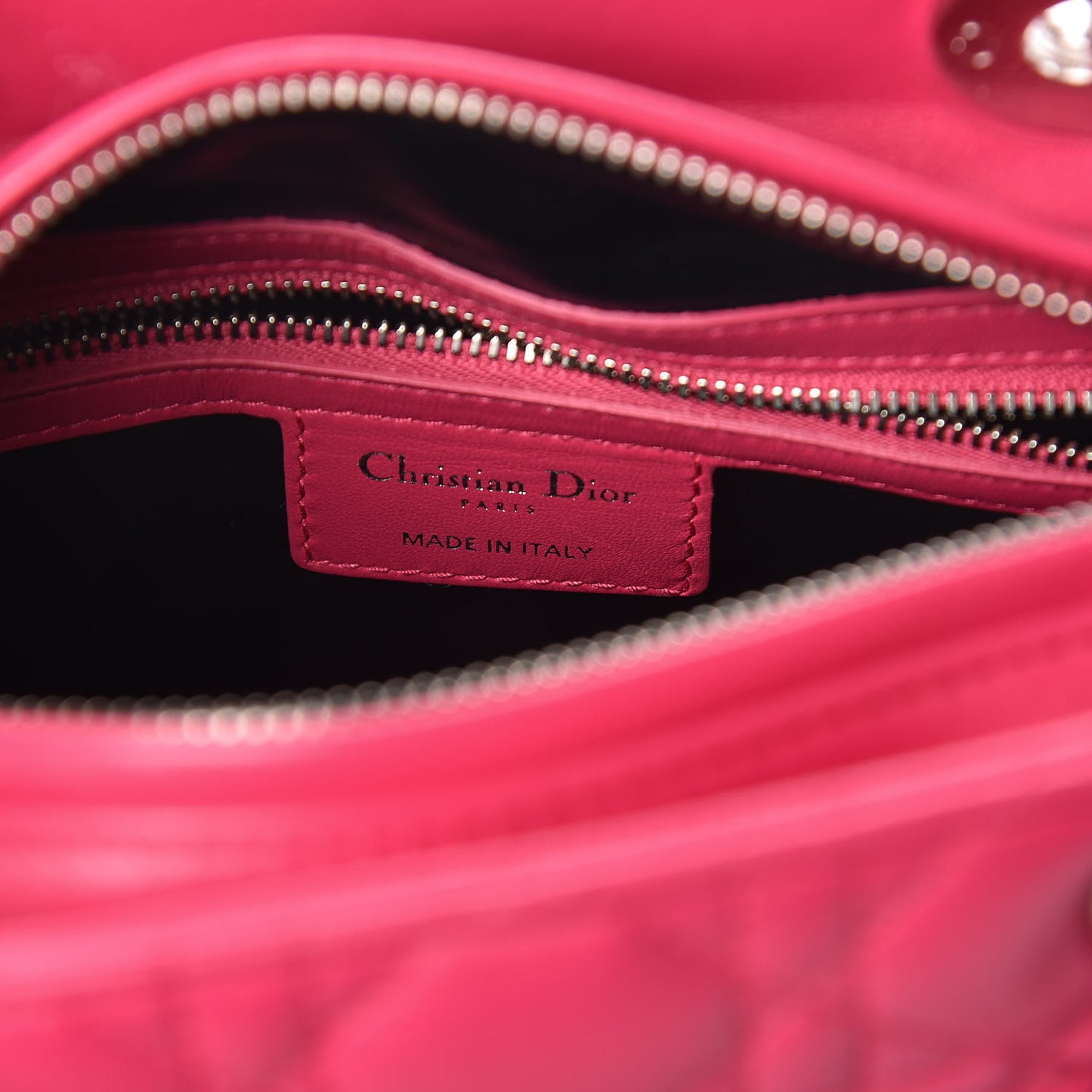 Lambskin Cannage Medium Tri-Color Lady Dior Fuchsia Anemone Black