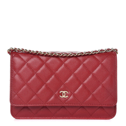 Chanel Caviar Quilted Wallet on Chain WOC Red 1 of 9