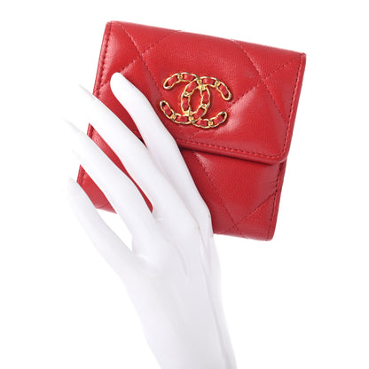 Chanel Goatskin Quilted Chanel 19 Small Flap Wallet Red 2 of 7