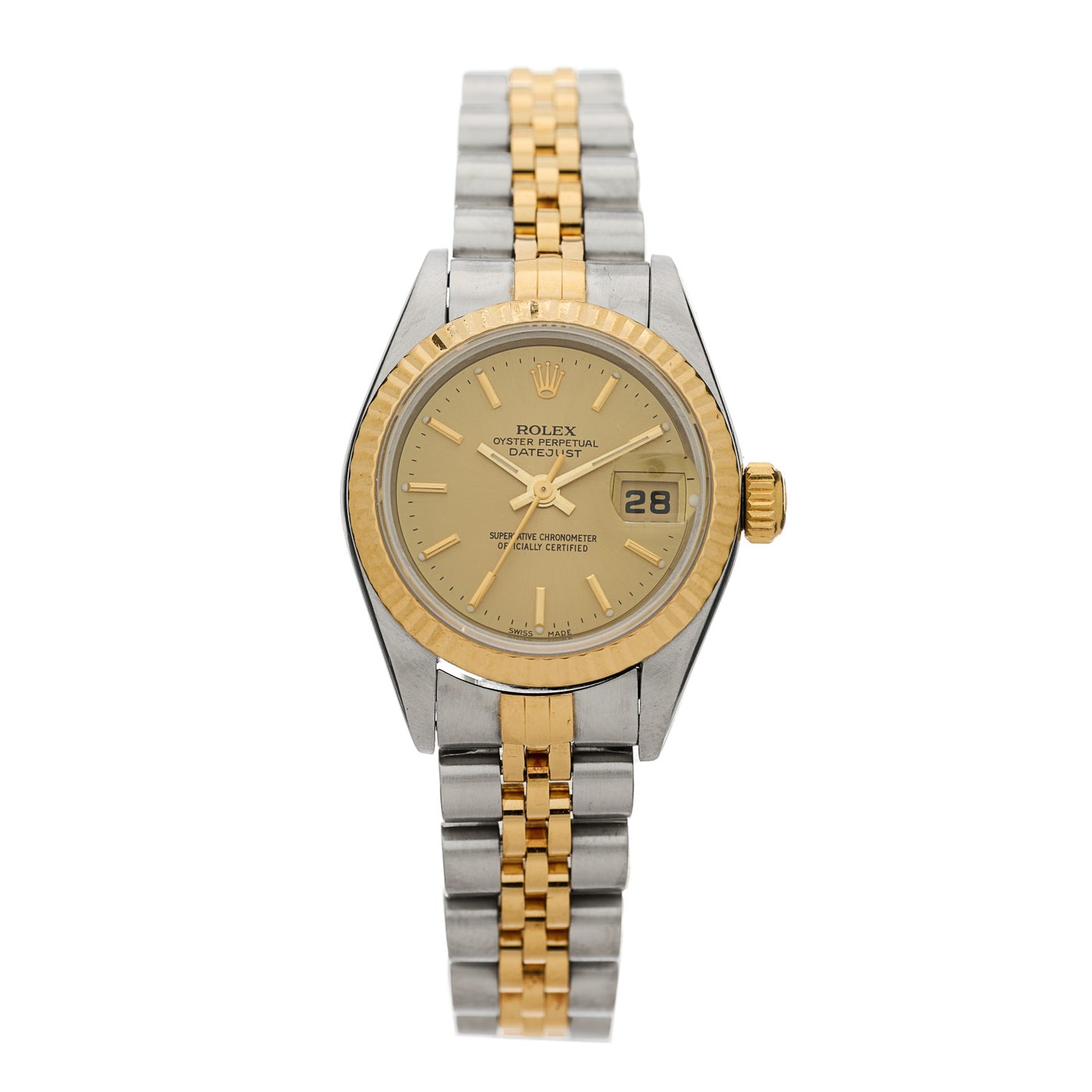 Stainless Steel 18K Yellow Gold 26mm Oyster Perpetual Datejust Watch Champagne 79173