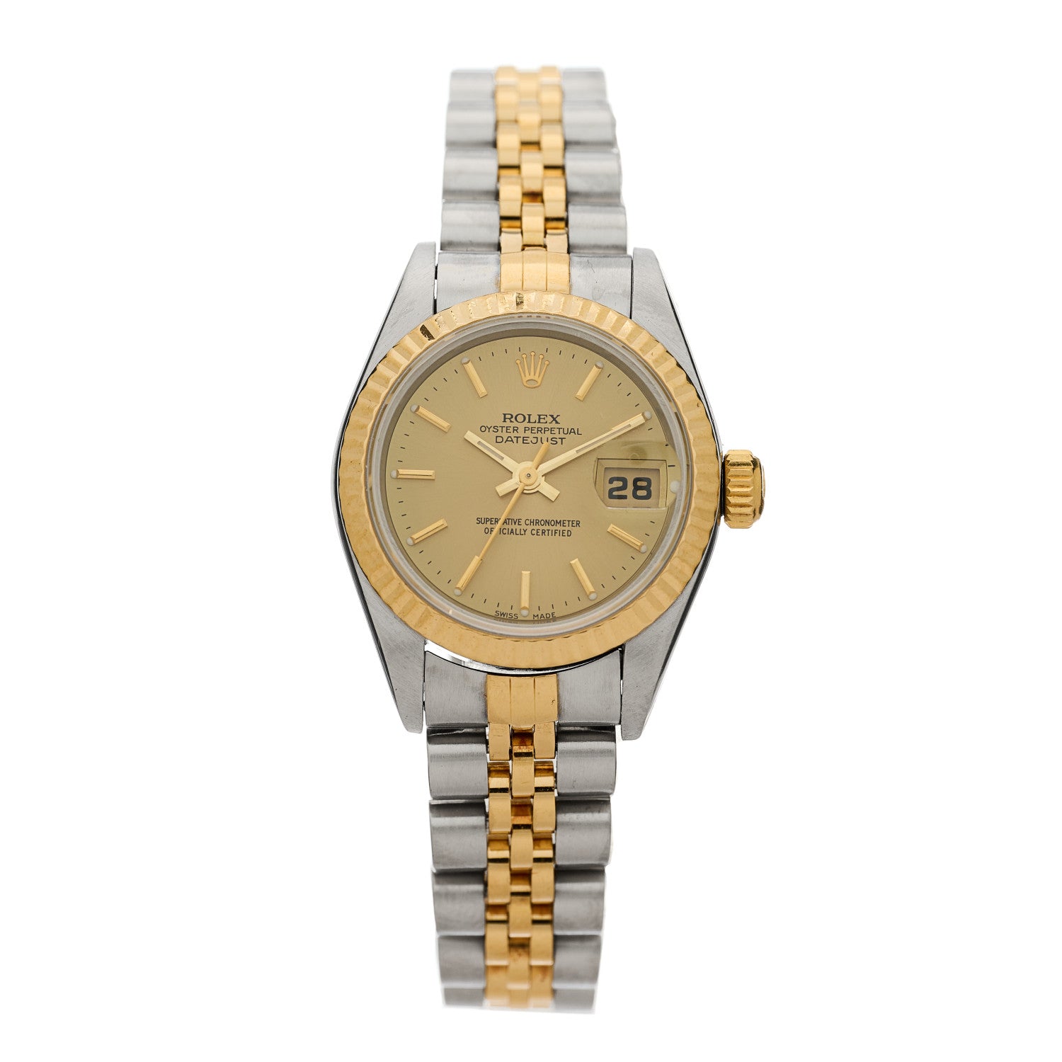 Rolex Stainless Steel 18K Yellow Gold 26mm Oyster Perpetual Datejust Watch Champagne 79173 1 of 5