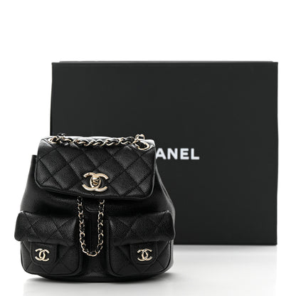 Chanel Shiny Caviar Quilted Small Duma Pockets Drawstring Backpack Black 12 of 12