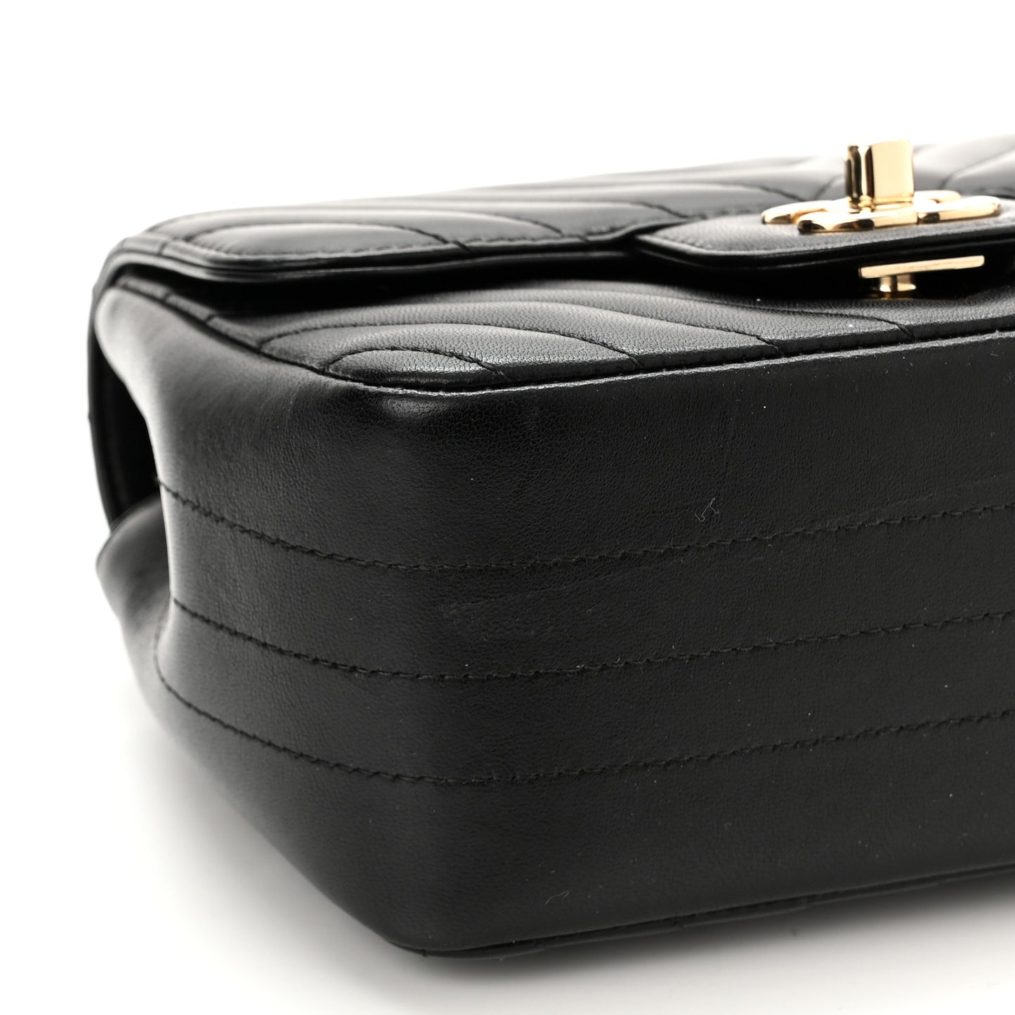 Lambskin Chevron Quilted Mini Square Flap Black