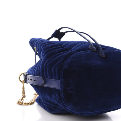 Gucci Velvet Matelasse GG Marmont Bucket Bag Cobalt Blue 5 of 10