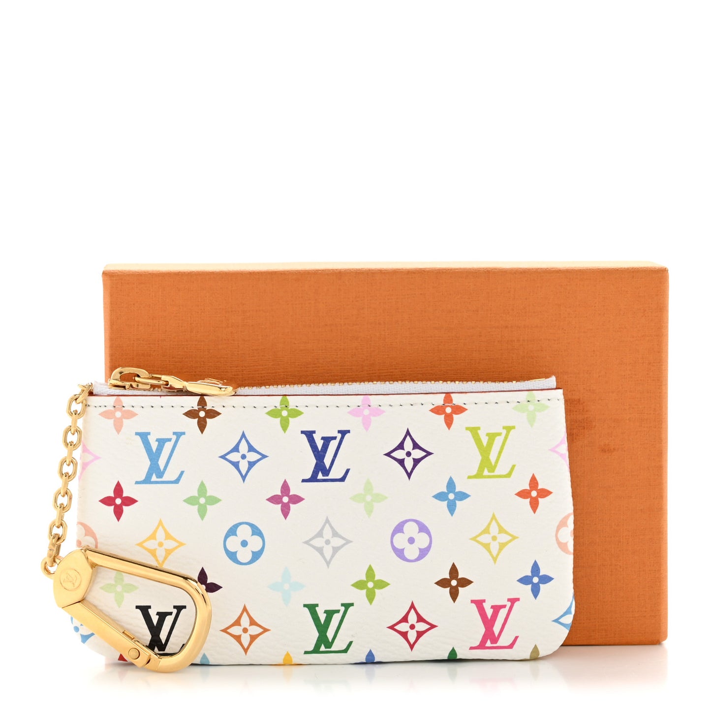 LV X TM Monogram Multicolor Key Pouch White
