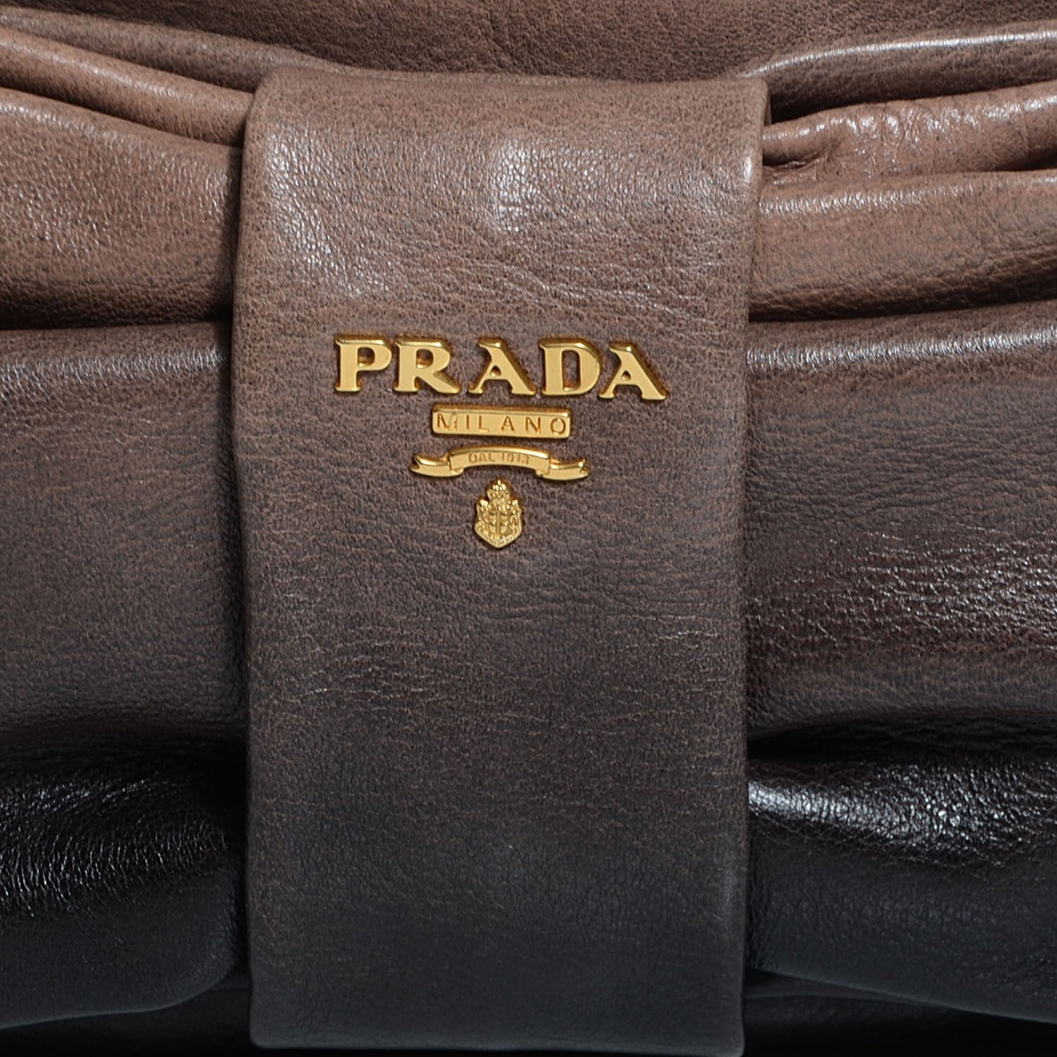 Prada Glace Calfskin Zippers Bow Clutch Ardesia Nudo 10 of 10