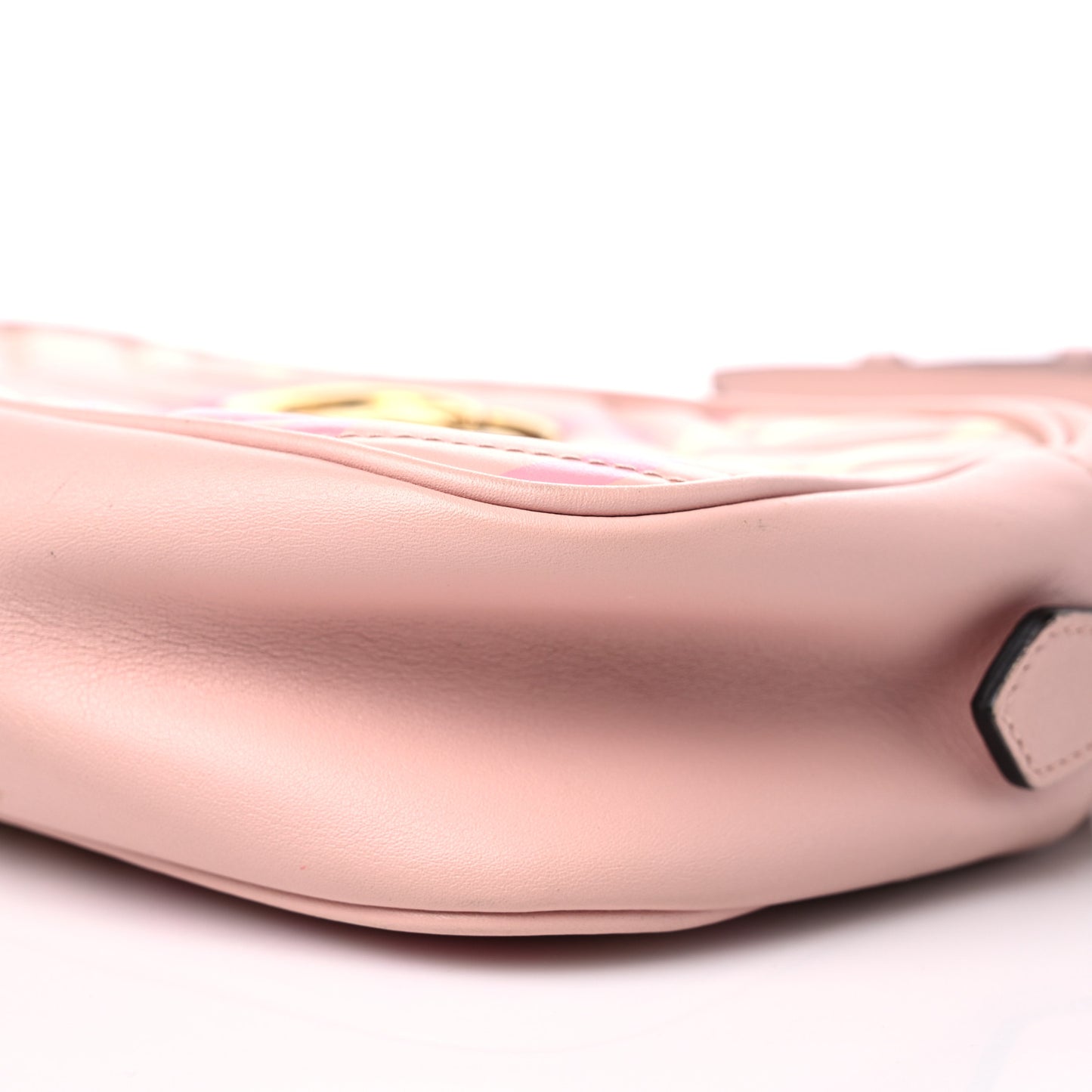 Calfskin Matelasse GucciGhost Small GG Marmont Chain Shoulder Bag Perfect Pink Rosa Ivory