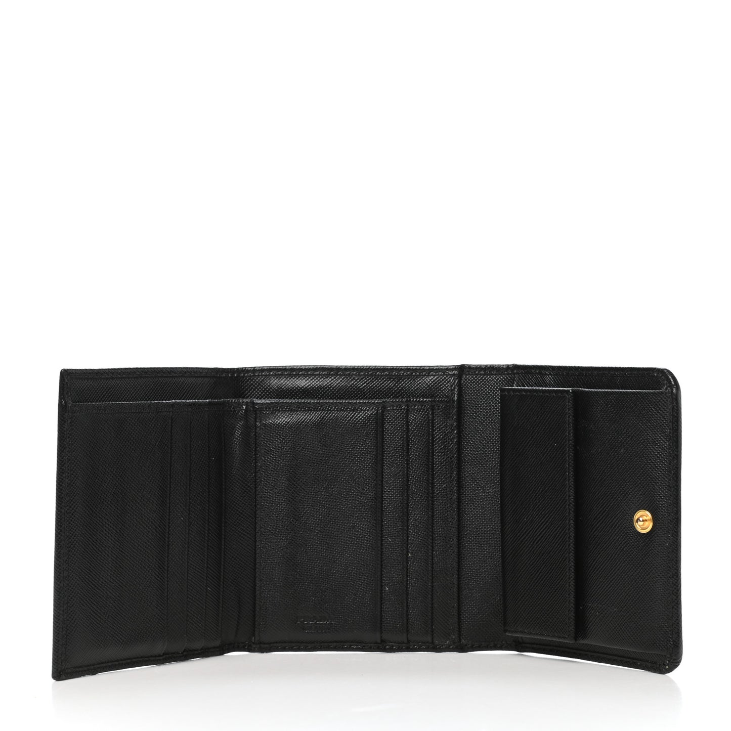 Saffiano Metal Tri-Fold Wallet Black