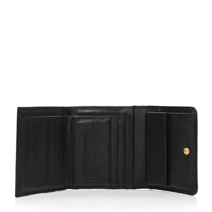Prada Saffiano Metal Tri-Fold Wallet Black 5 of 8