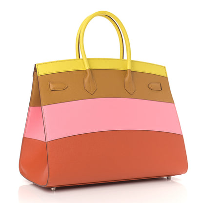 Hermes Epsom Sunrise Birkin Sellier 35 Lime Sesame Rose Confetti Terre Battue 3 of 13