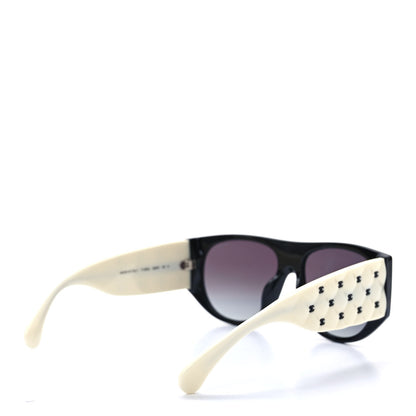 Chanel Acetate Quilted CC Pilot Sunglasses 71465 White Black 4 of 8