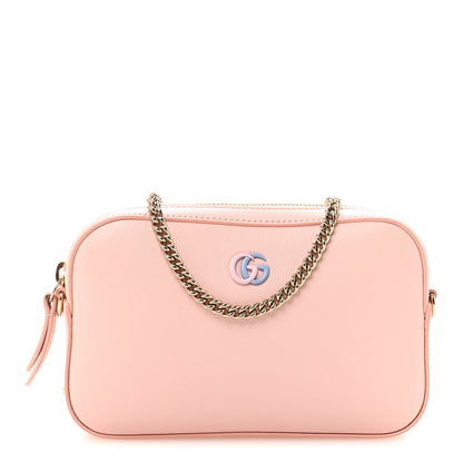 Gucci Dollar Calfskin Enamel Super Mini GG Marmont Chain Shoulder Bag Light Pink Blue 1 of 10