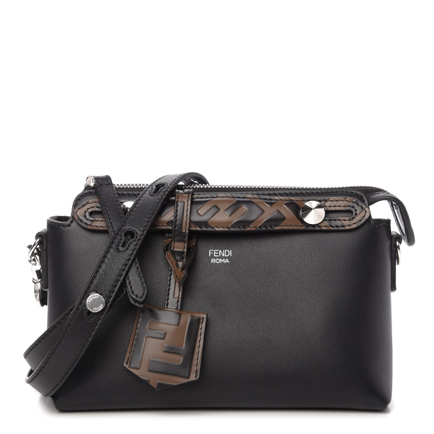 Vitello Dolce Bi-Color FF 1974 Embossed Mini By The Way Boston Bag Black Maya