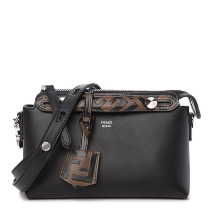 Fendi Vitello Dolce Bi-Color FF 1974 Embossed Mini By The Way Boston Bag Black Maya 1 of 10