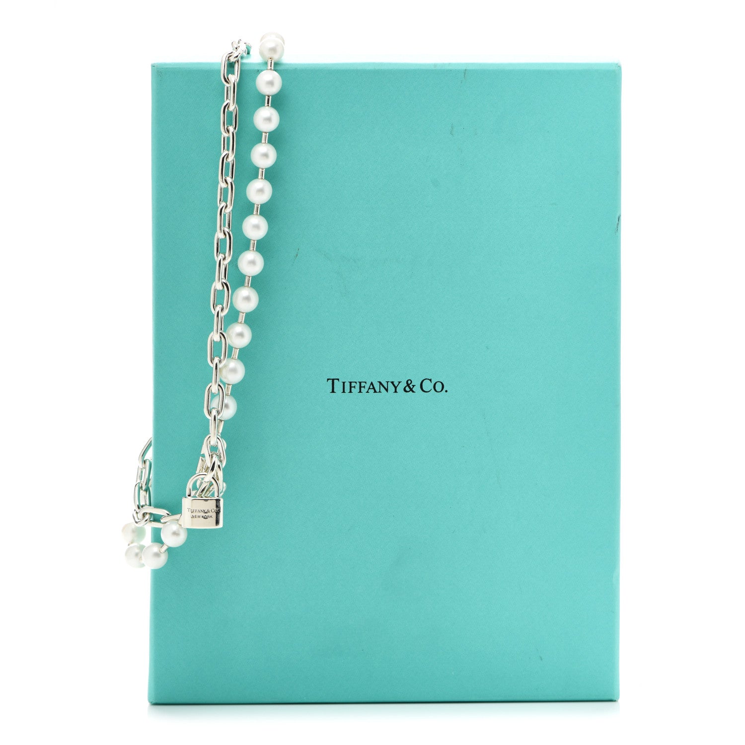 Tiffany Sterling Silver Pearl HardWear Lock Necklace 6 of 6