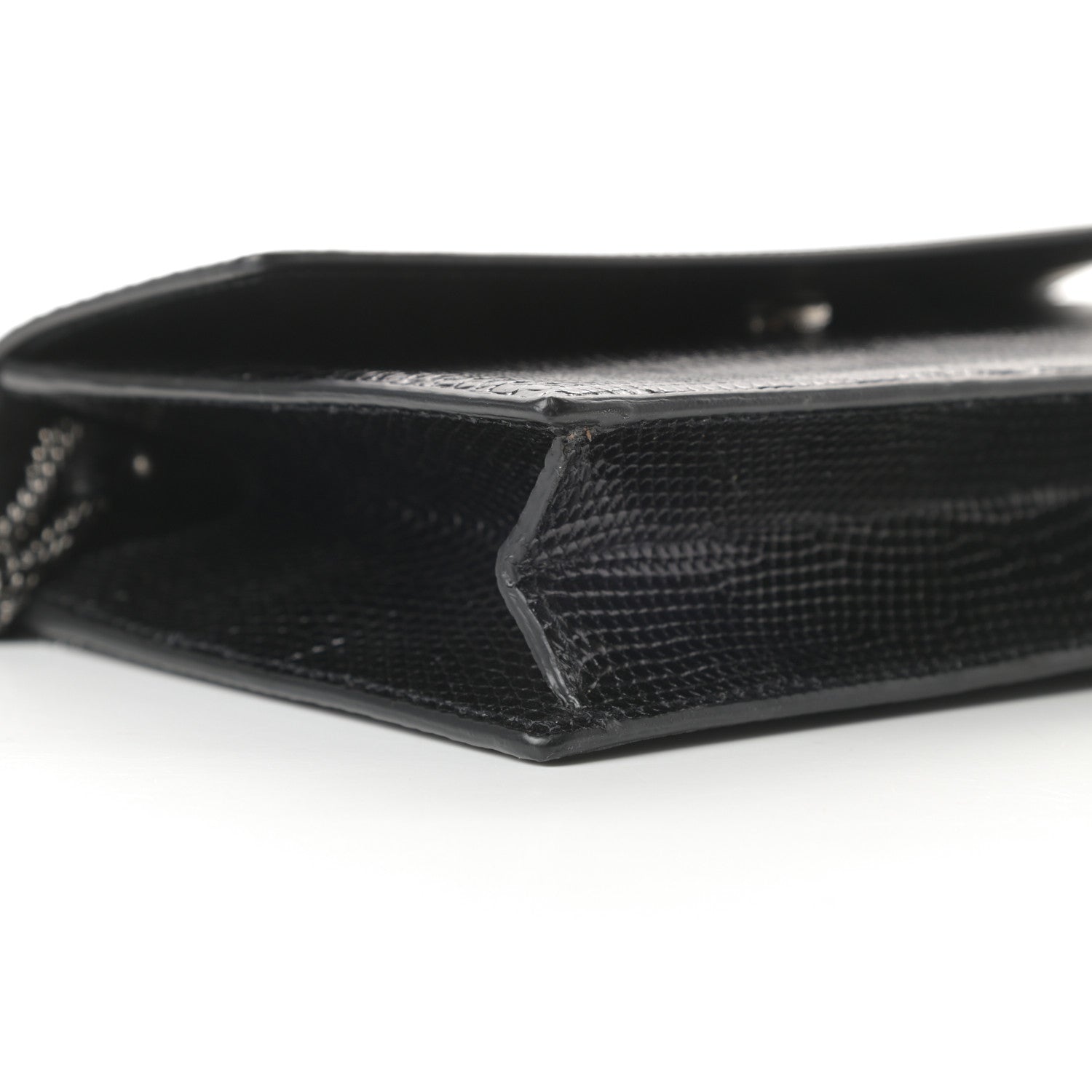 Saint Laurent Calfskin Lizard Embossed Small Pochette Black 9 of 11