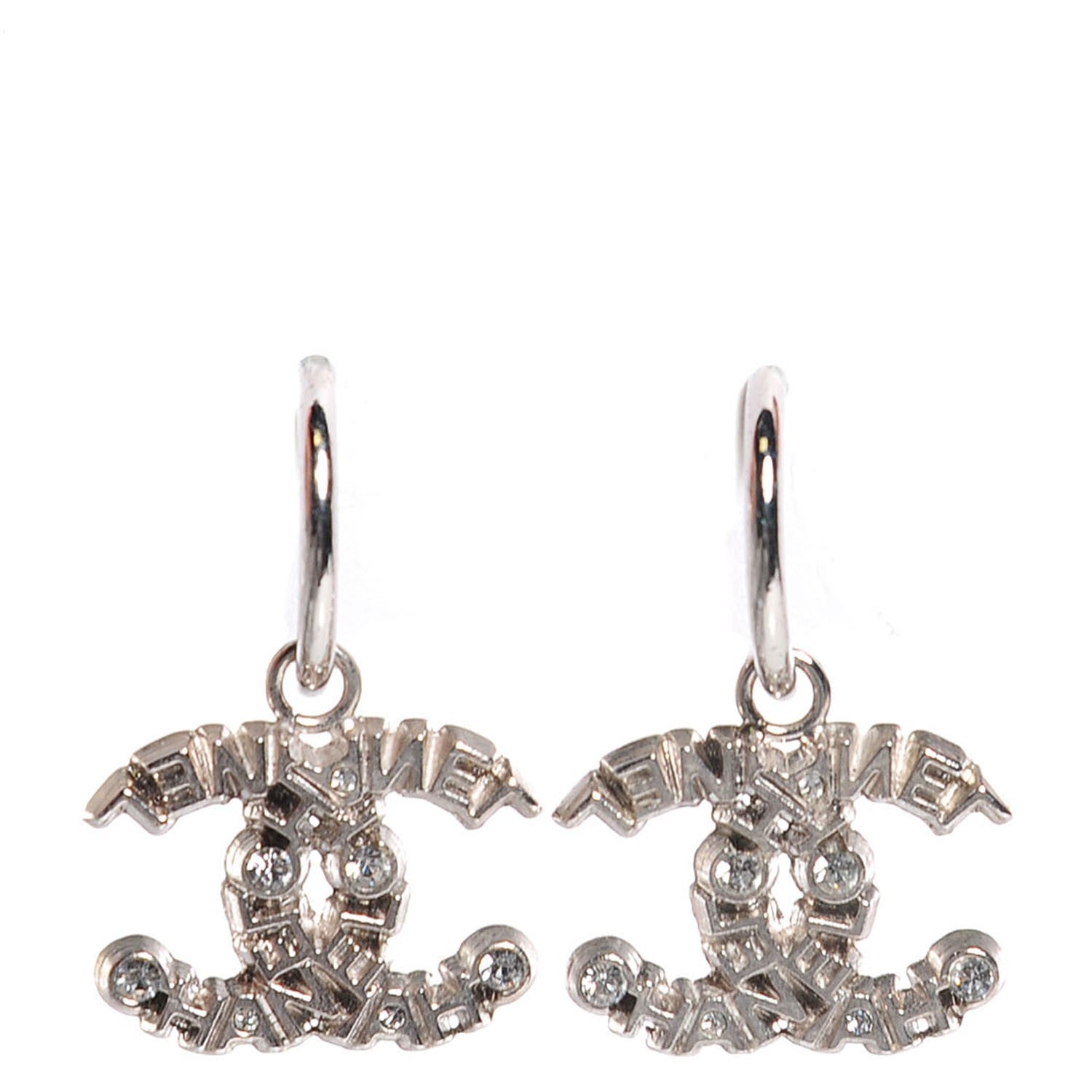 Chanel Crystal CC Earrings Silver 1 of 4
