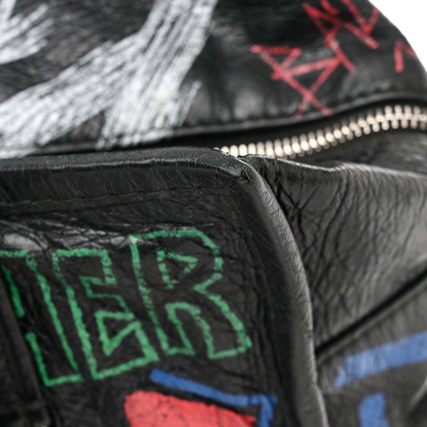 Agneau Arena Graffiti All Over S Bazar Shopper Tote Black Vert Rouge